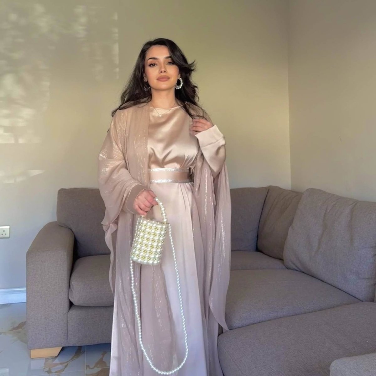 Metallic Thread Abaya Set(MOA260) - Mariam's Collection