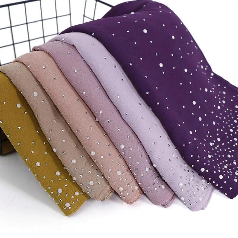 MH014 Rhineston High Quality Chiffon Hijab - Mariam's Collection