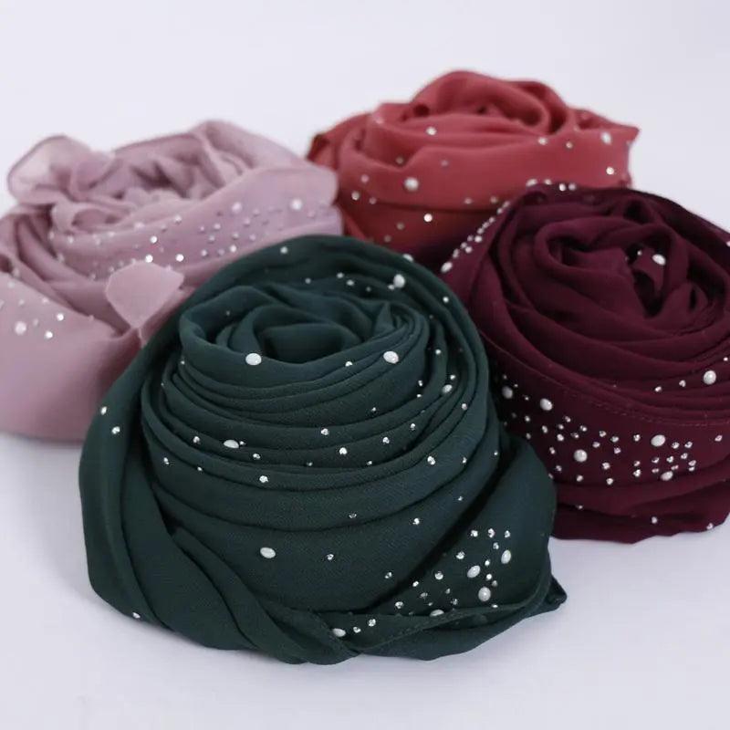 MH014 Rhineston High Quality Chiffon Hijab - Mariam's Collection