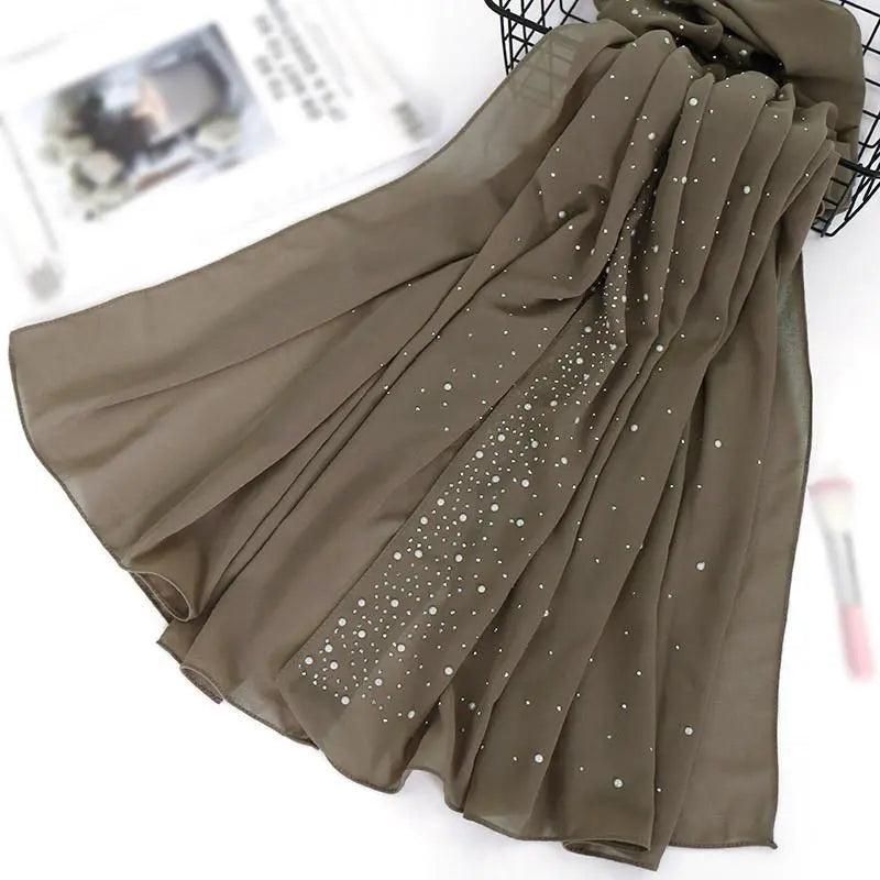 MH014 Rhineston High Quality Chiffon Hijab - Mariam's Collection