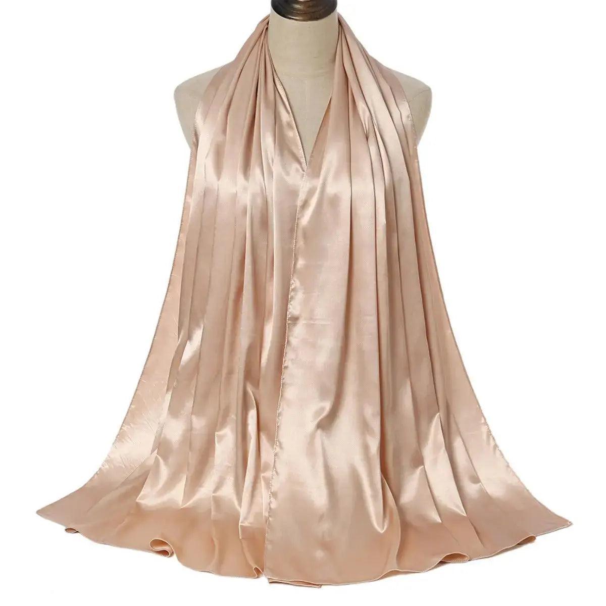 MH034 Solid Color Silk Satin Chiffon Scarf Fashion Soft Hijab - Mariam's Collection