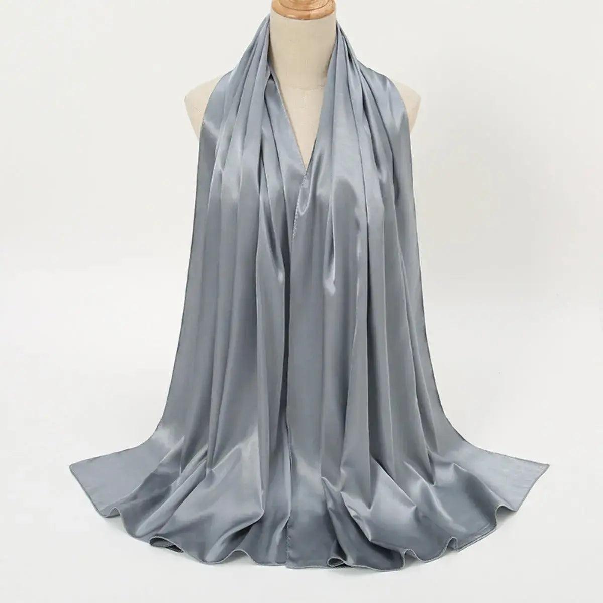 MH034 Solid Color Silk Satin Chiffon Scarf Fashion Soft Hijab - Mariam's Collection