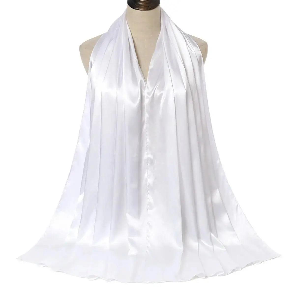 MH034 Solid Color Silk Satin Chiffon Scarf Fashion Soft Hijab - Mariam's Collection