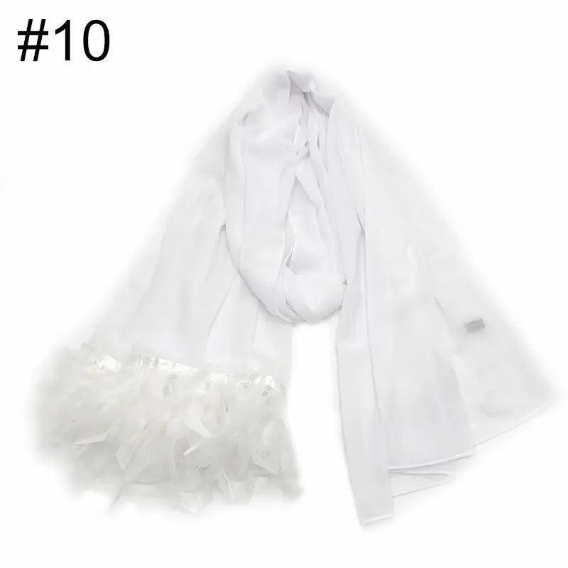 MH039 Chiffon Scarves Feather Scarf Hijab - Mariam's Collection