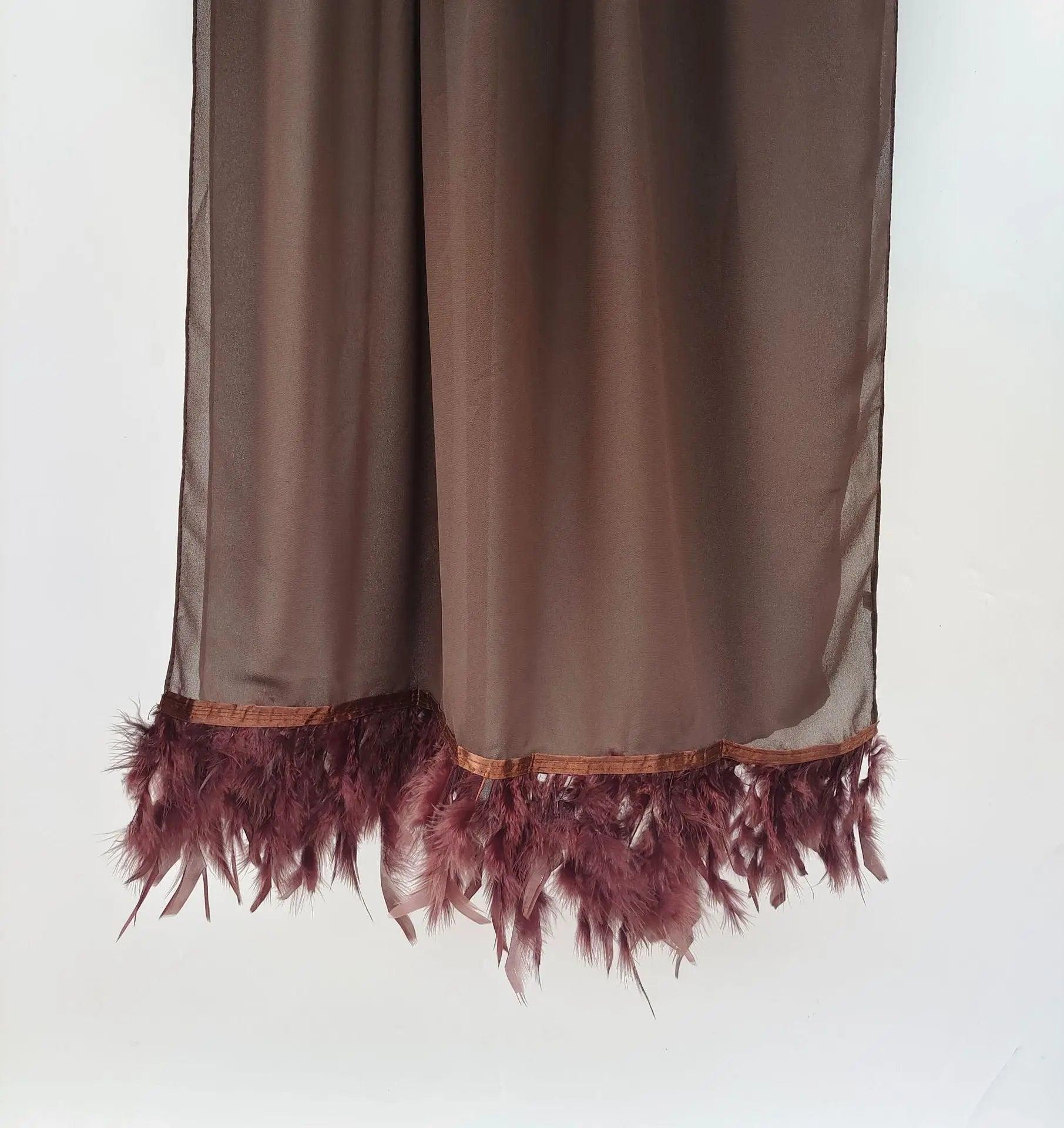 MH039 Chiffon Scarves Feather Scarf Hijab - Mariam's Collection