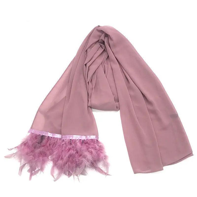 MH039 Chiffon Scarves Feather Scarf Hijab - Mariam's Collection