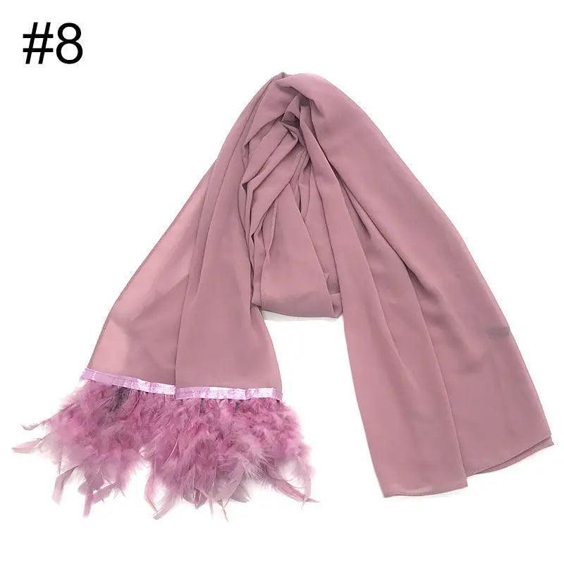 MH039 Chiffon Scarves Feather Scarf Hijab - Mariam's Collection