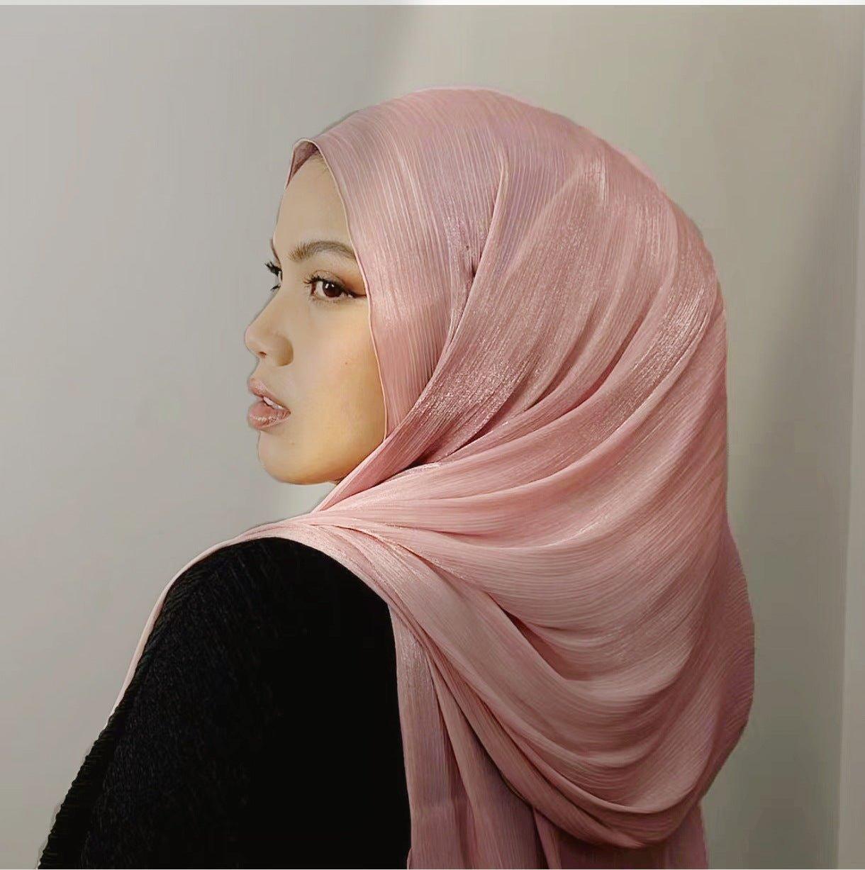 MH051 Solid Color Thin Plain Satin Long Hijab - Mariam's Collection