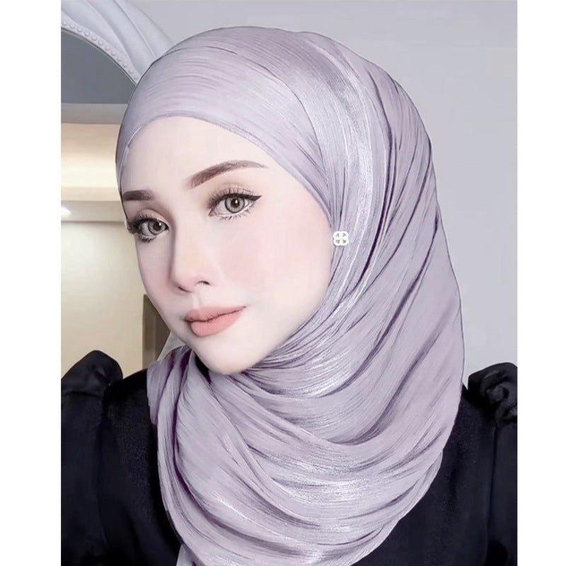 MH051 Solid Color Thin Plain Satin Long Hijab - Mariam's Collection