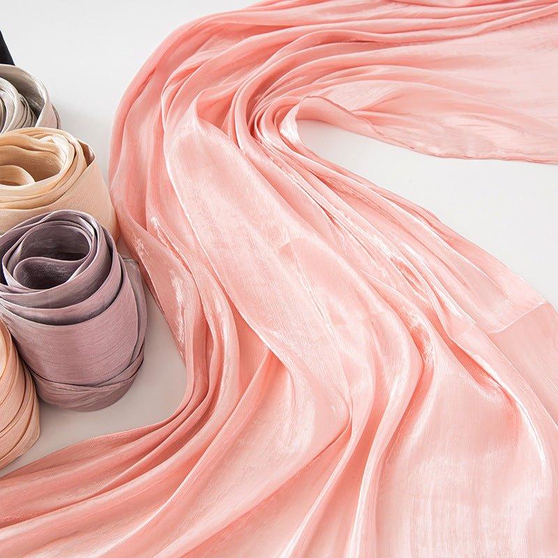 MH051 Solid Color Thin Plain Satin Long Hijab - Mariam's Collection