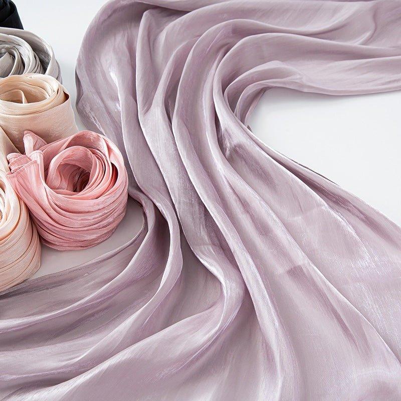 MH051 Solid Color Thin Plain Satin Long Hijab - Mariam's Collection