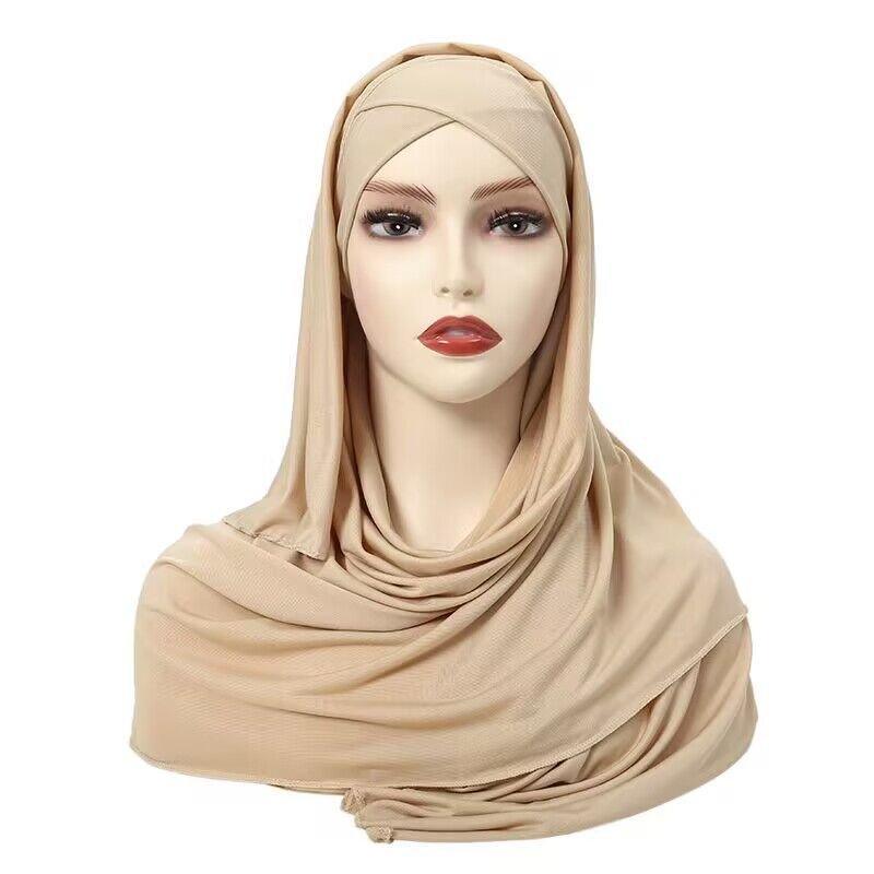 MH059 Solid Color Single Layer Cross Stretch Hijab - Mariam's Collection