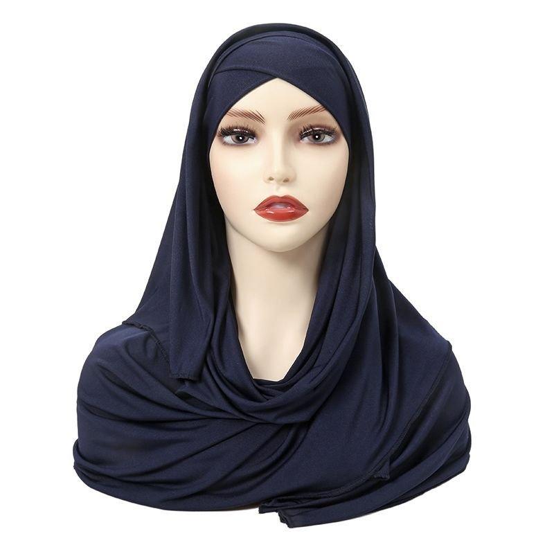 MH059 Solid Color Single Layer Cross Stretch Hijab - Mariam's Collection