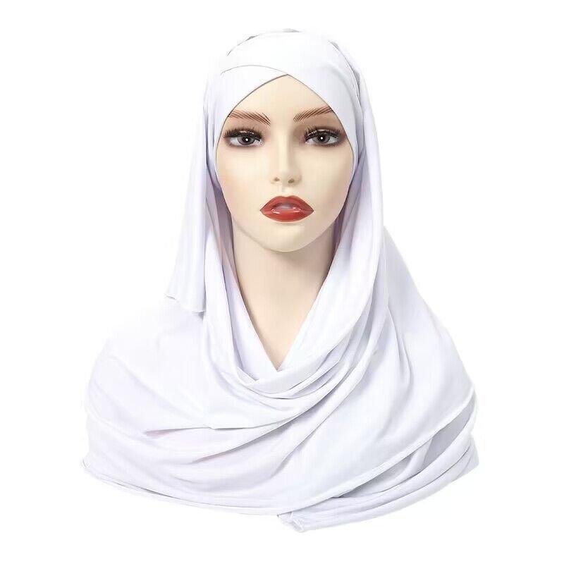 MH059 Solid Color Single Layer Cross Stretch Hijab - Mariam's Collection