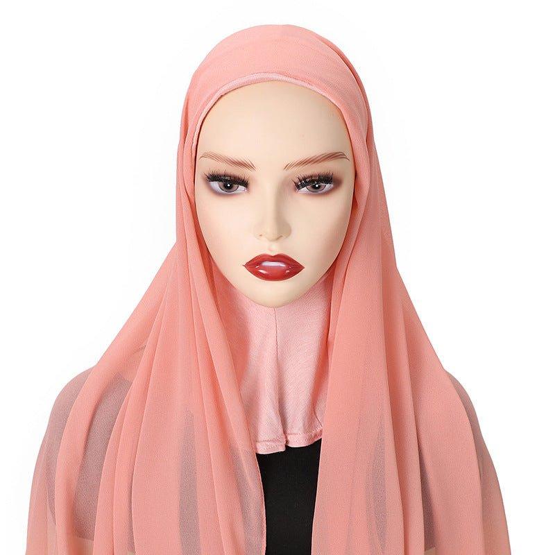 MH061 Pearl Chiffon One - Piece Bottom Hat Hijab - Mariam's Collection