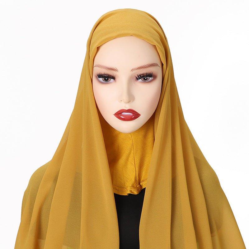 MH061 Pearl Chiffon One - Piece Bottom Hat Hijab - Mariam's Collection