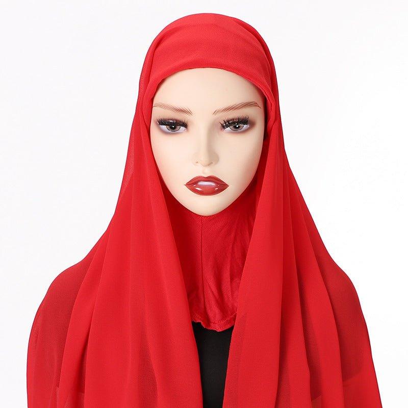 MH061 Pearl Chiffon One - Piece Bottom Hat Hijab - Mariam's Collection