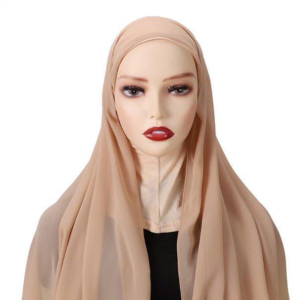 MH061 Pearl Chiffon One - Piece Bottom Hat Hijab - Mariam's Collection