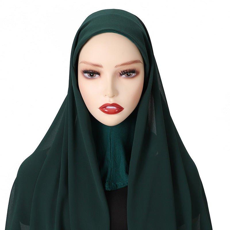 MH061 Pearl Chiffon One - Piece Bottom Hat Hijab - Mariam's Collection