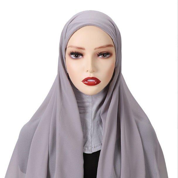 MH061 Pearl Chiffon One - Piece Bottom Hat Hijab - Mariam's Collection