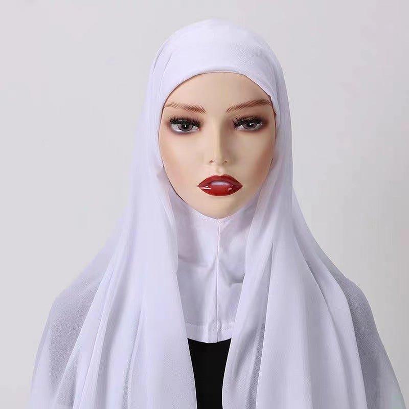 MH061 Pearl Chiffon One - Piece Bottom Hat Hijab - Mariam's Collection