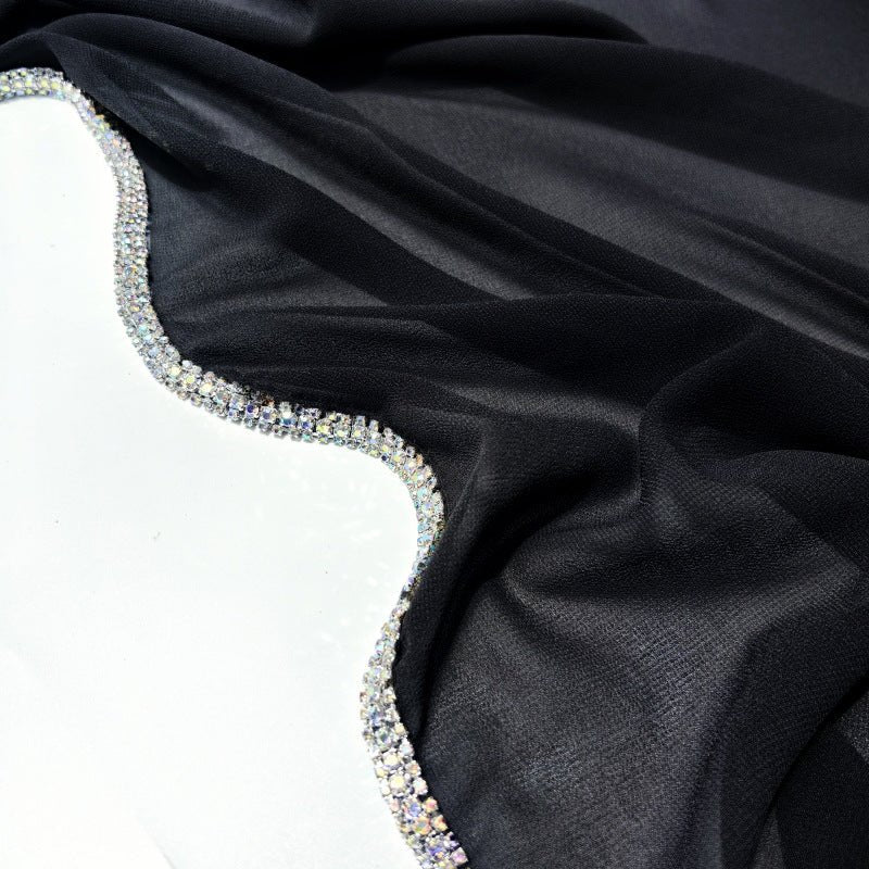 MH087 Diamond Trimmed Chiffon Hijab - Mariam's Collection