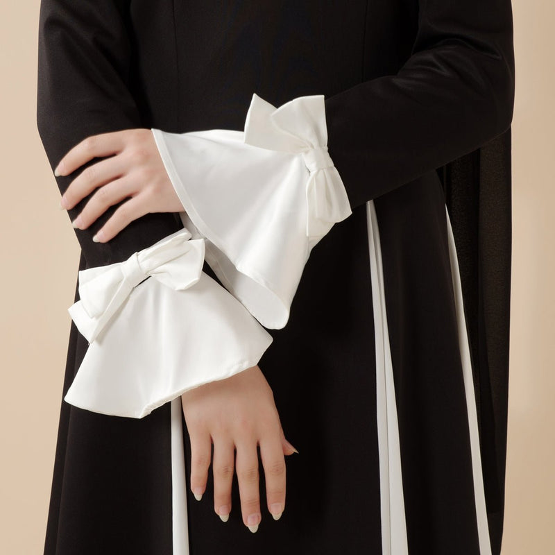 Milan Elegant Dual Tone Abaya Dress With Color Block Design (MA126) - Mariam's Collection