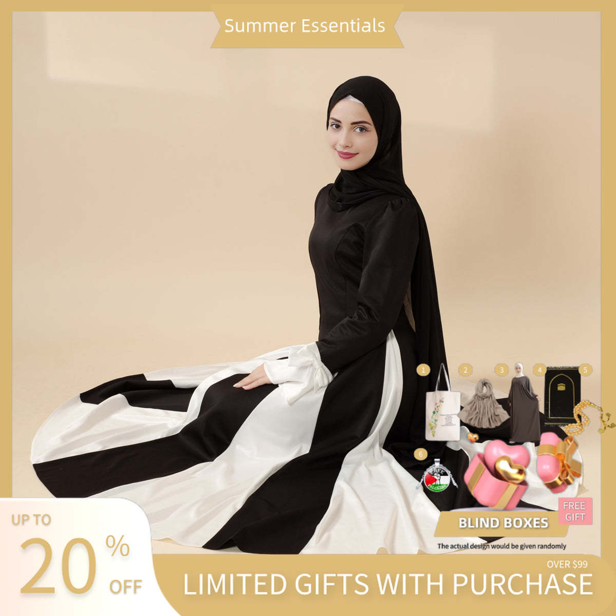 Milan Elegant Dual Tone Abaya Dress With Color Block Design (MA126) - Mariam's Collection