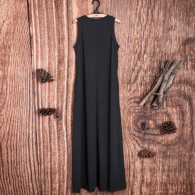 Milk Silk Sleeveless A - Line Maxi Dress with Pockets(MS189) - Mariam's Collection