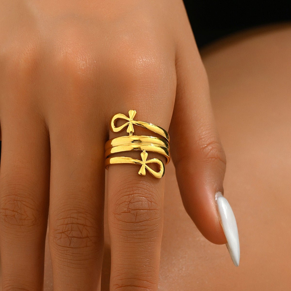 Minimalist Bow Design Statement Ring (MAC411) - Mariam's Collection