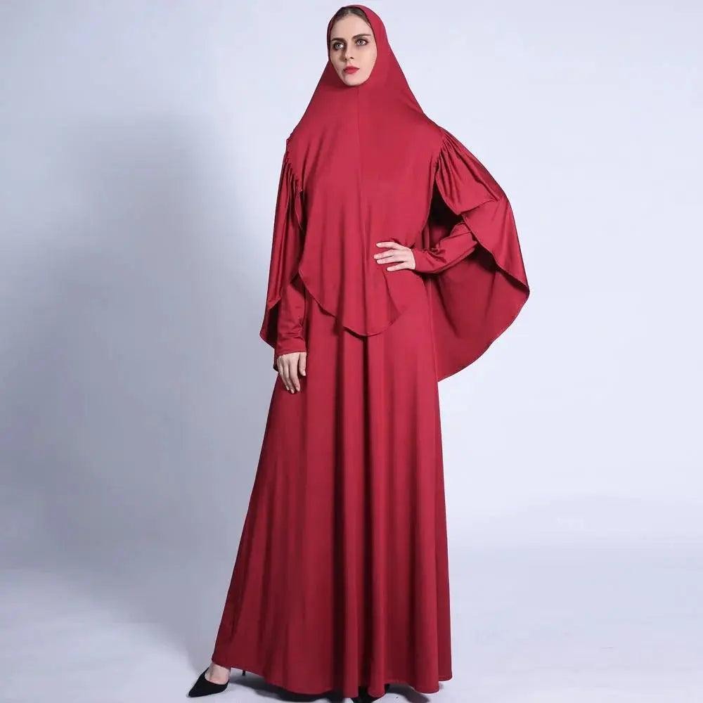 MJ002 Jersey Pleated Back Jilbab Set 2-Piece - Mariam's Collection