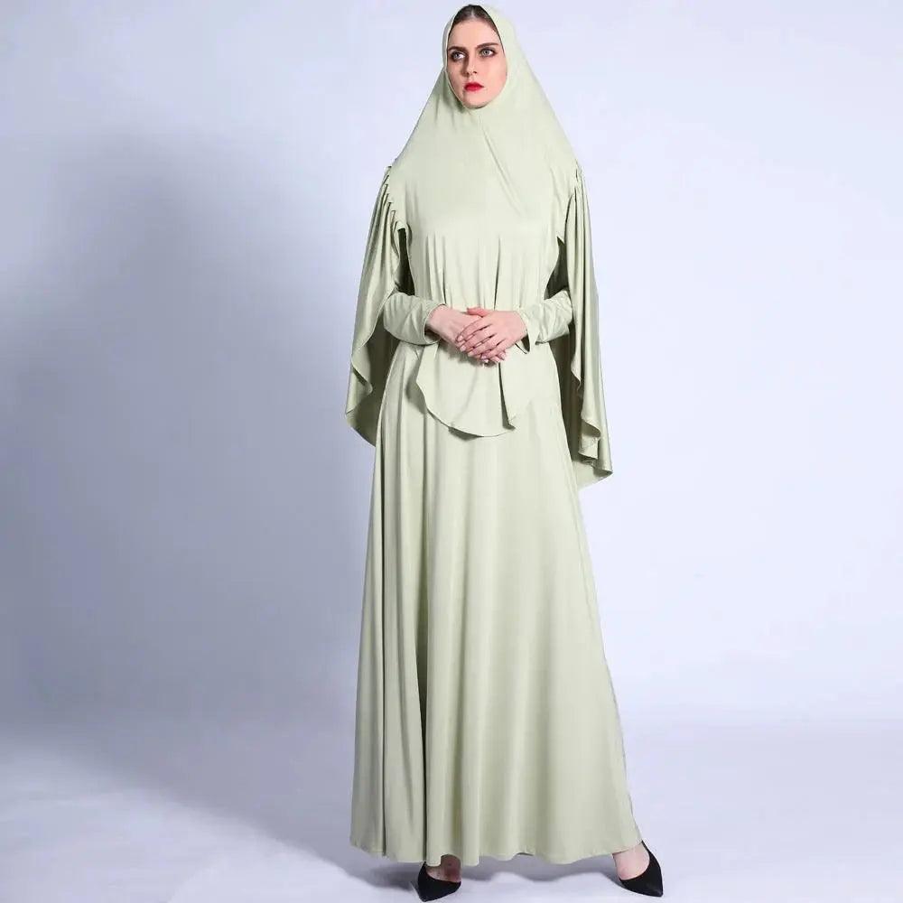 MJ002 Jersey Pleated Back Jilbab Set 2-Piece - Mariam's Collection