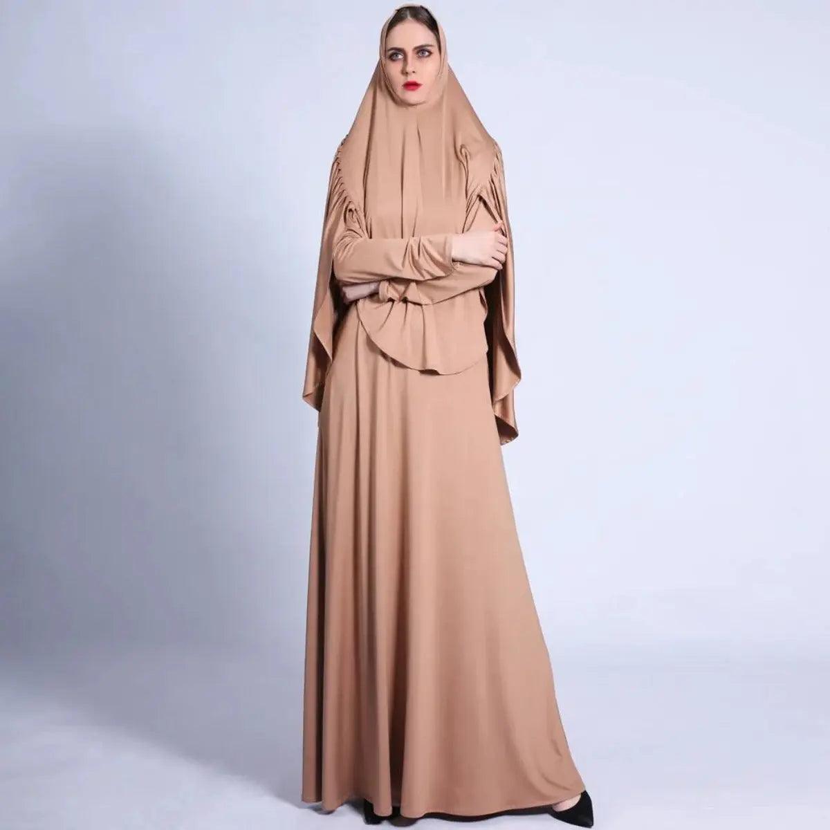 MJ002 Jersey Pleated Back Jilbab Set 2-Piece - Mariam's Collection