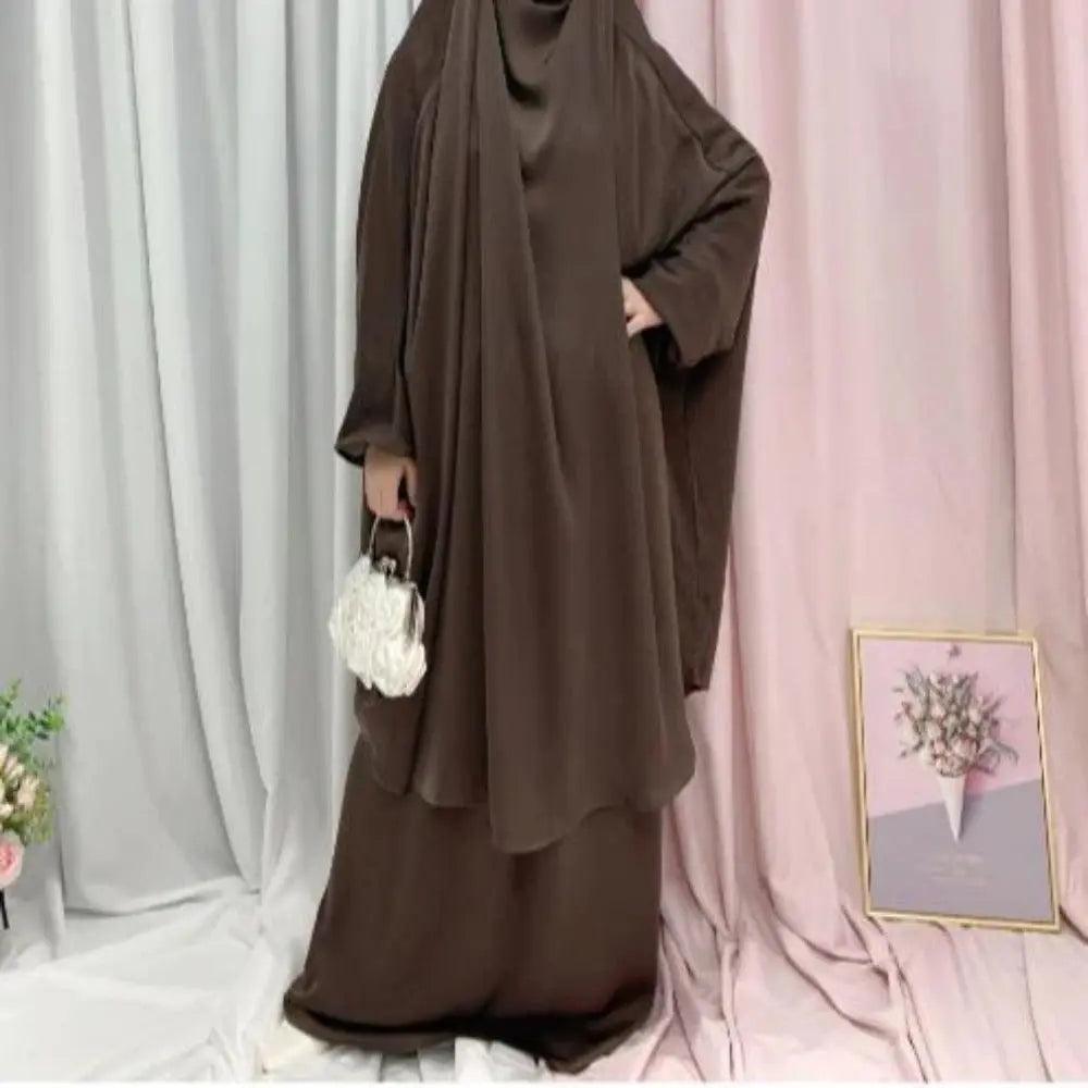 MJ008 Nida Fabric 2-Piece Set Jilbab With Pockets - Mariam's Collection