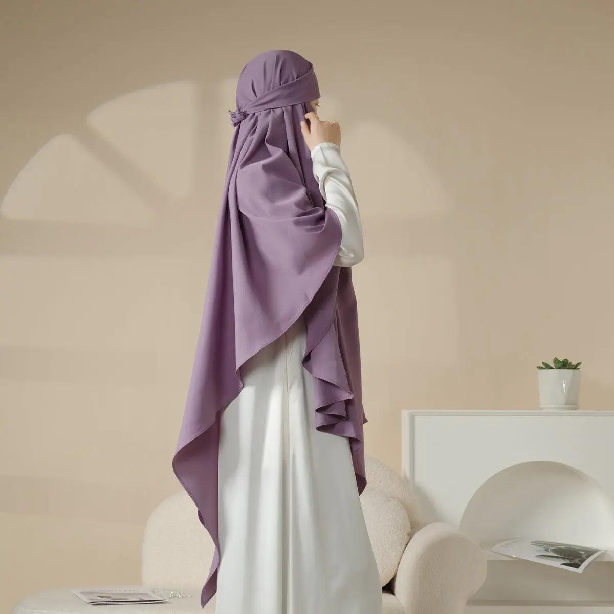 MK001 Niqab Attached 1-Layer Nida Plain Khimar - Mariam's Collection