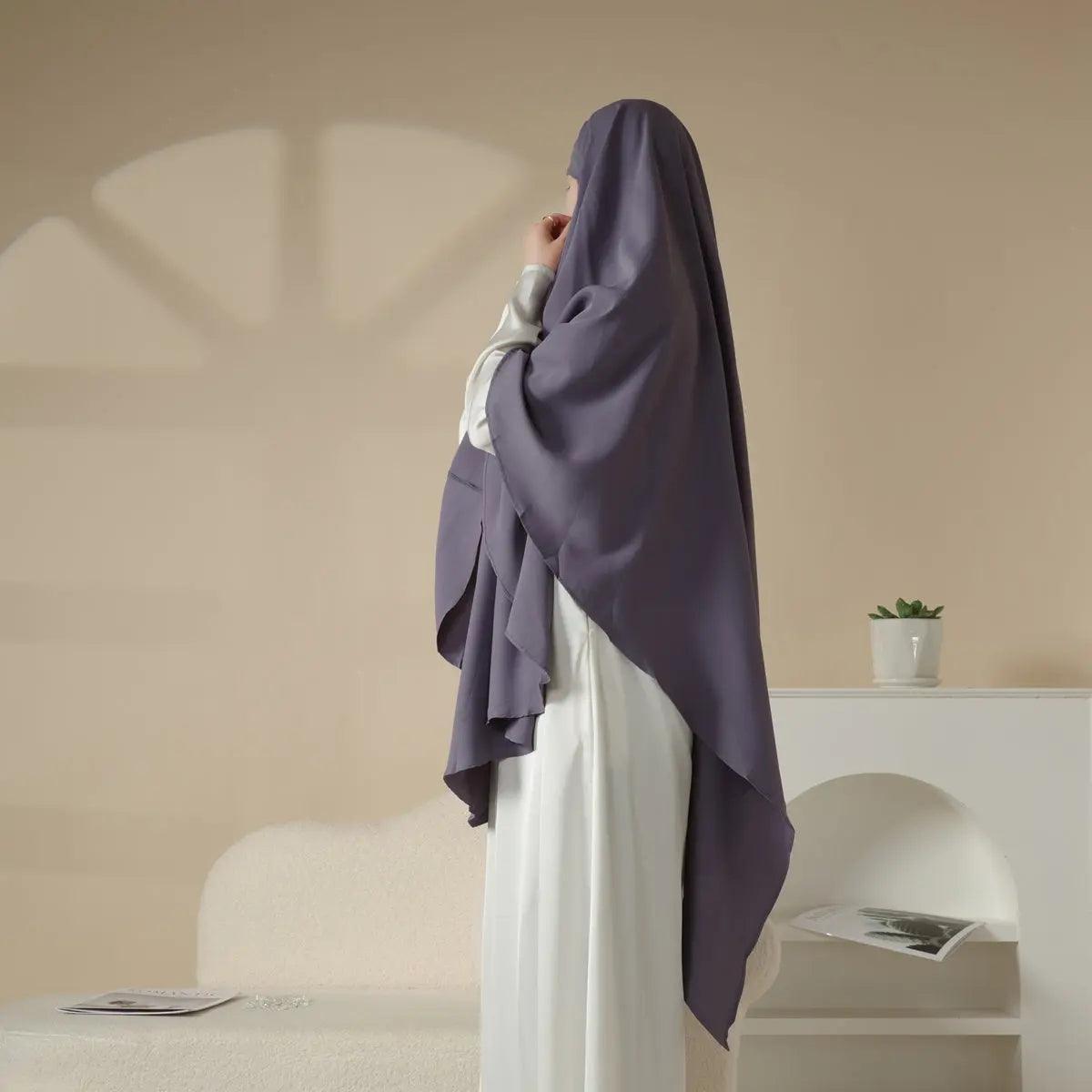 MK001 Niqab Attached 1-Layer Nida Plain Khimar - Mariam's Collection