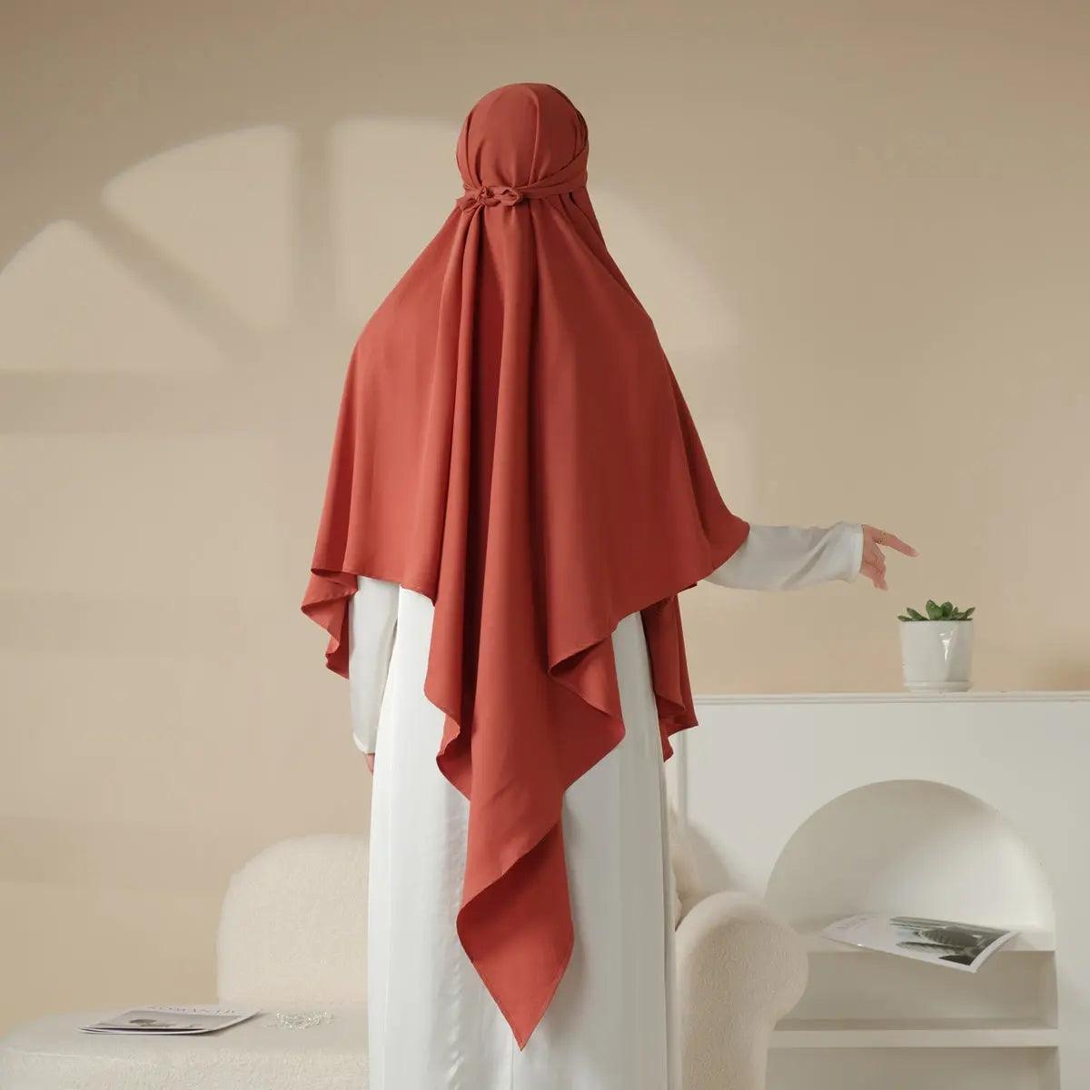 MK001 Niqab Attached 1-Layer Nida Plain Khimar - Mariam's Collection