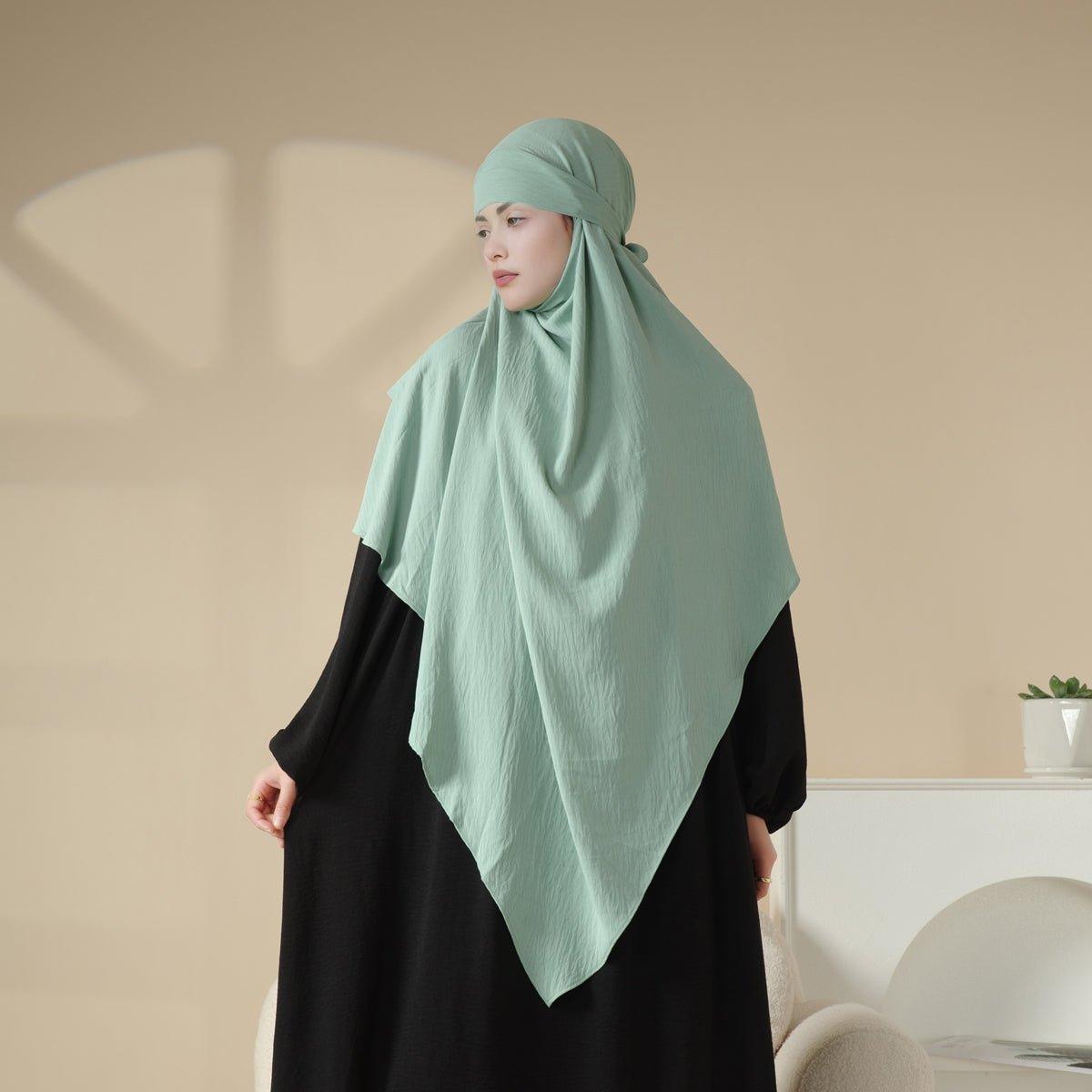 MK011 Stunning Two - Layer Crepe Khimar - Mariam's Collection