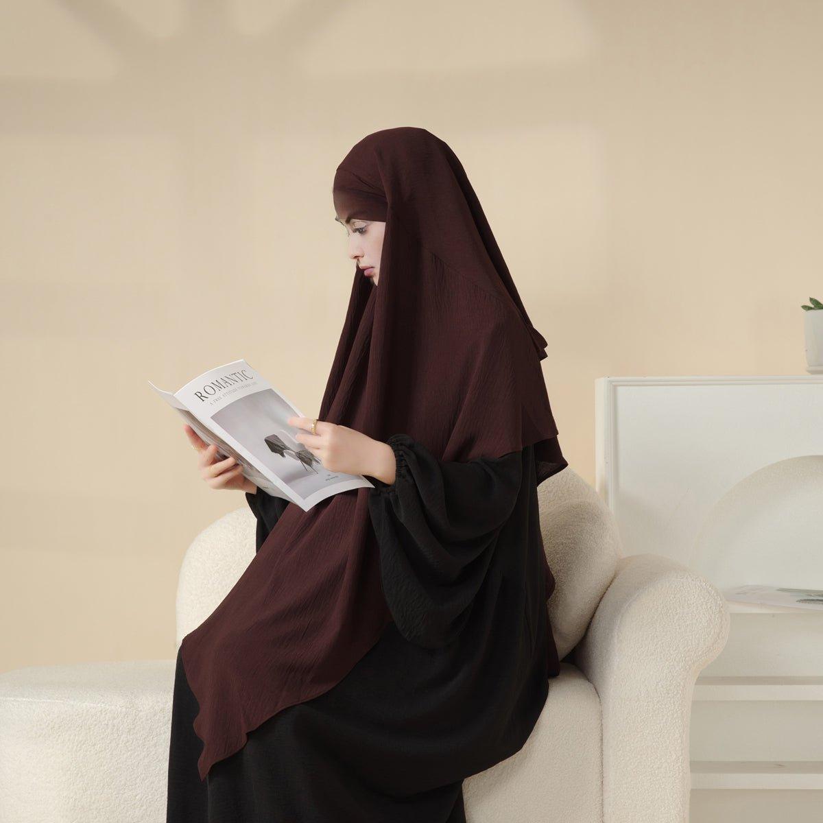 MK011 Stunning Two - Layer Crepe Khimar - Mariam's Collection