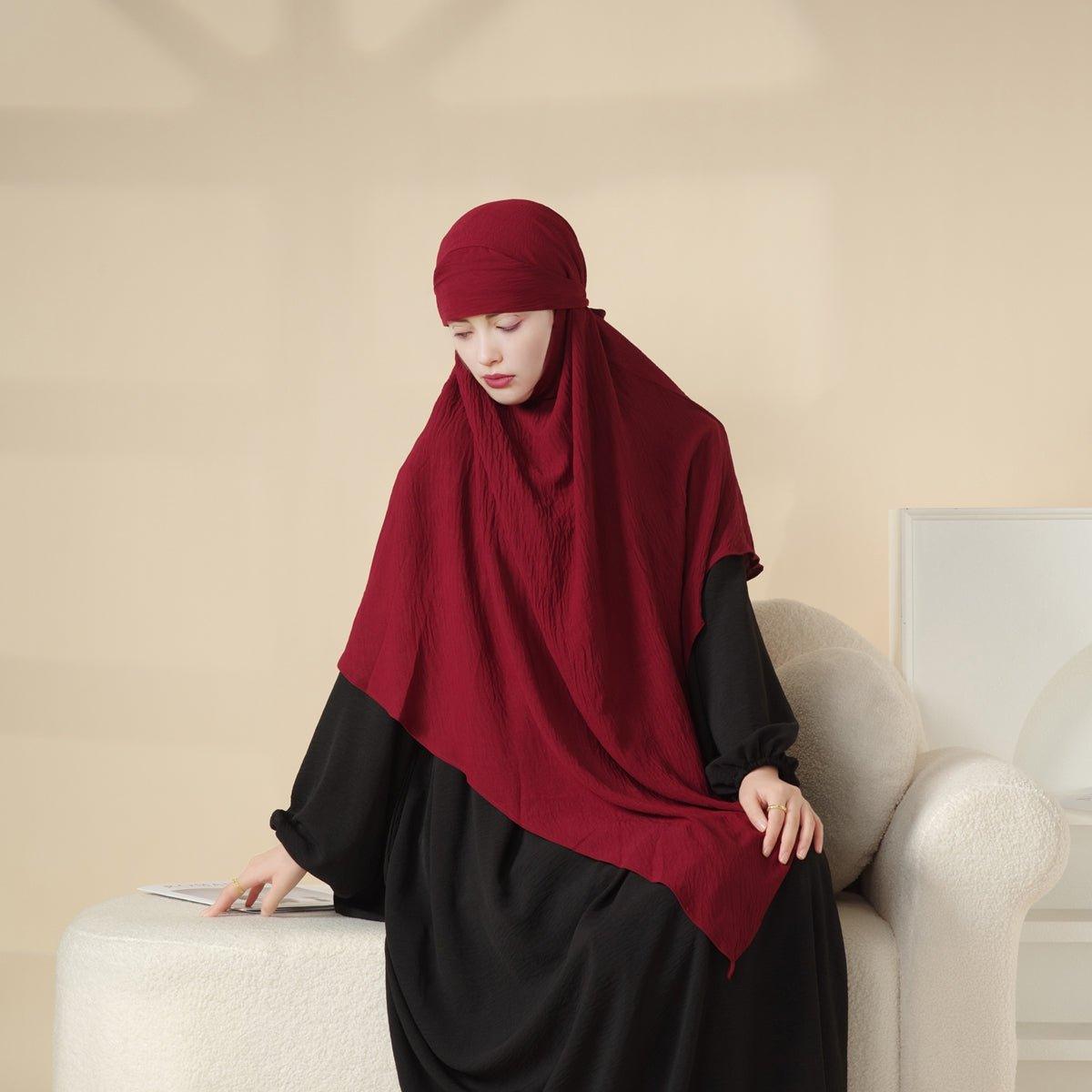 MK011 Stunning Two - Layer Crepe Khimar - Mariam's Collection