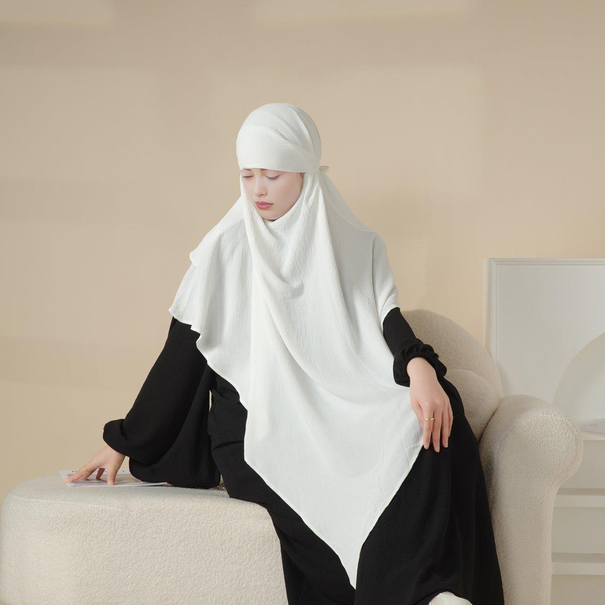 MK011 Stunning Two - Layer Crepe Khimar - Mariam's Collection