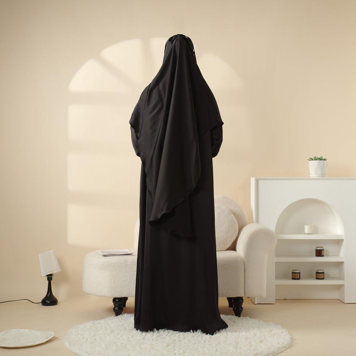 MK016 Satin Niqab Khimar and Abaya 3 - Piece Set - Mariam's Collection