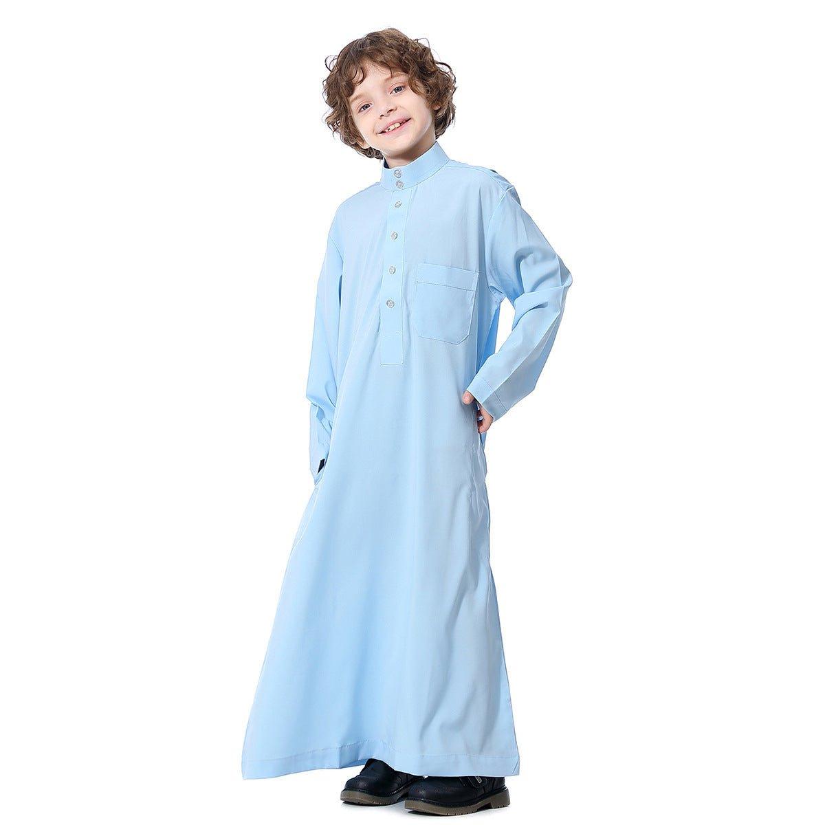 MKB003 Stand Up Collar Button Down Boys Thobe - Mariam's Collection