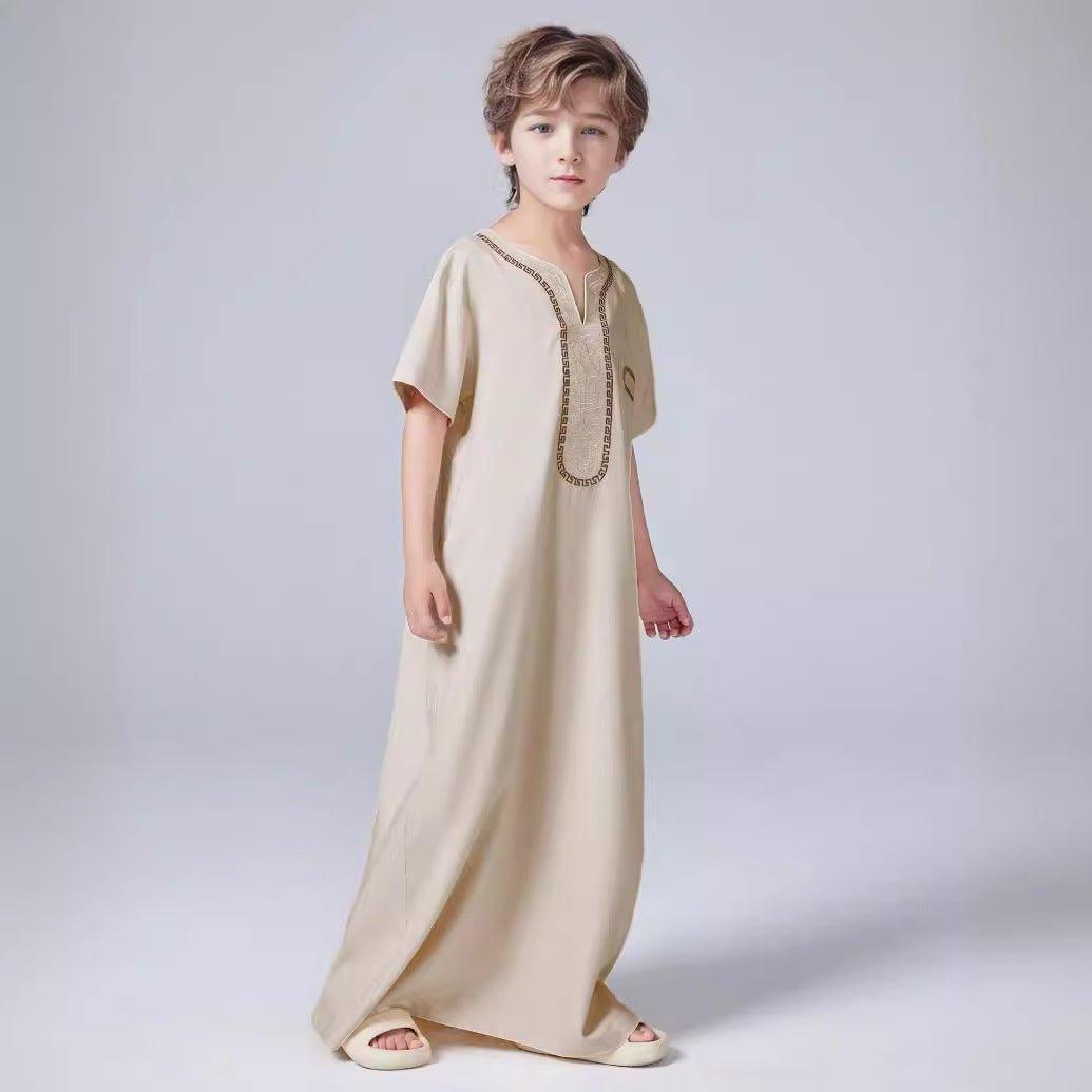 MKB005 Loose Embroidered Boys Thobe - Mariam's Collection