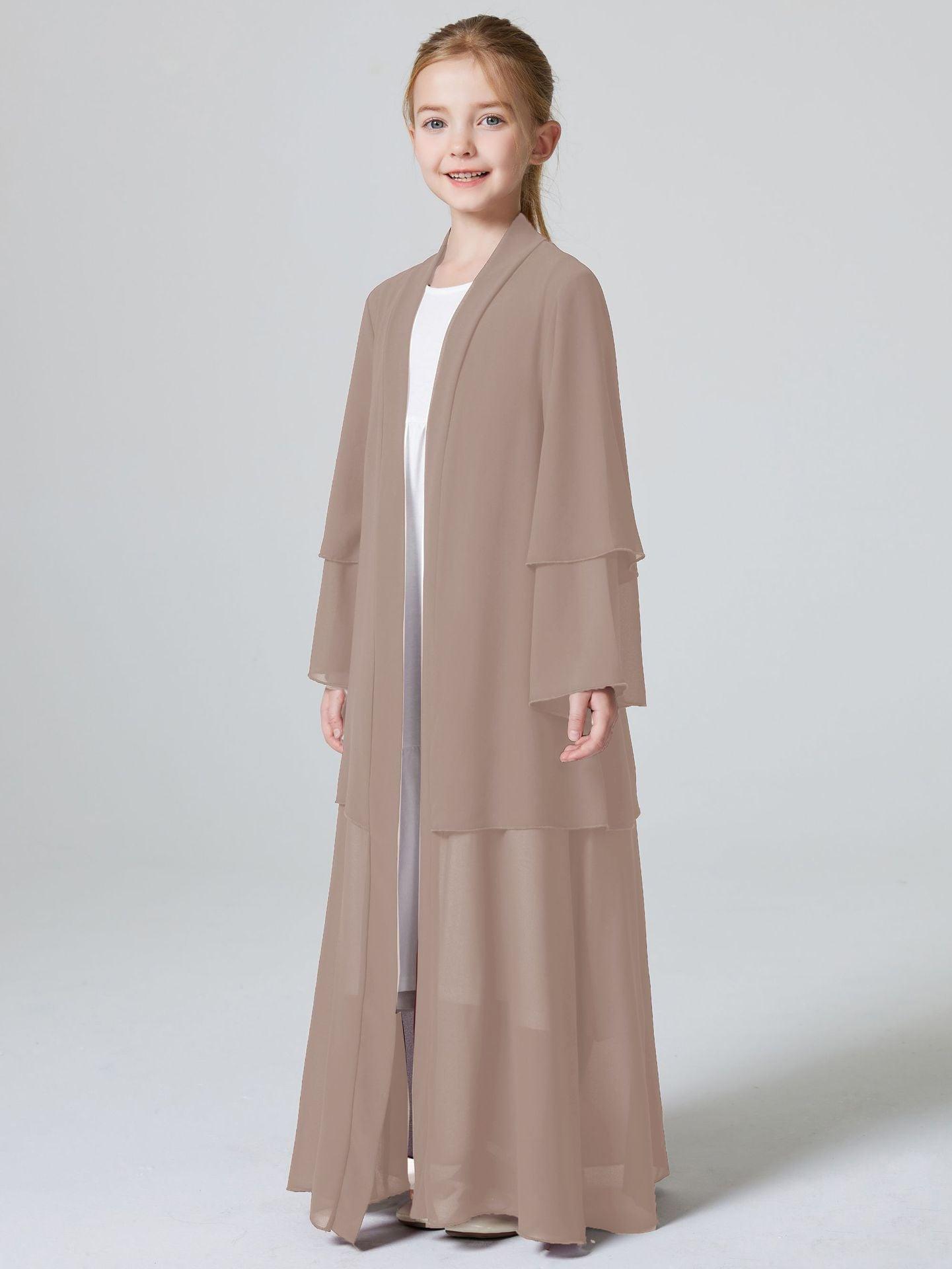 MKG007 Two Layers Chiffon Girls Open Abaya - Mariam's Collection