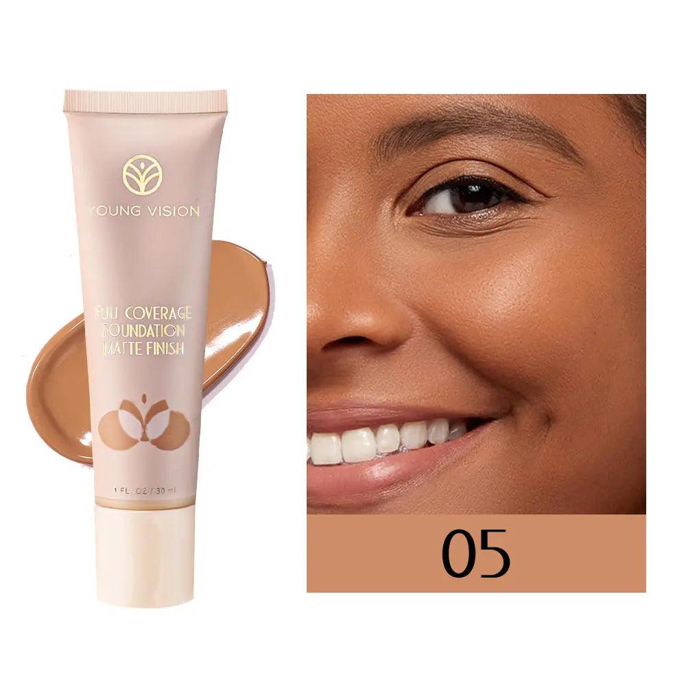 MMU001 YOUNG VISION Liquid Luninous Foundation Full Coverage Matte Finish - Mariam's Collection