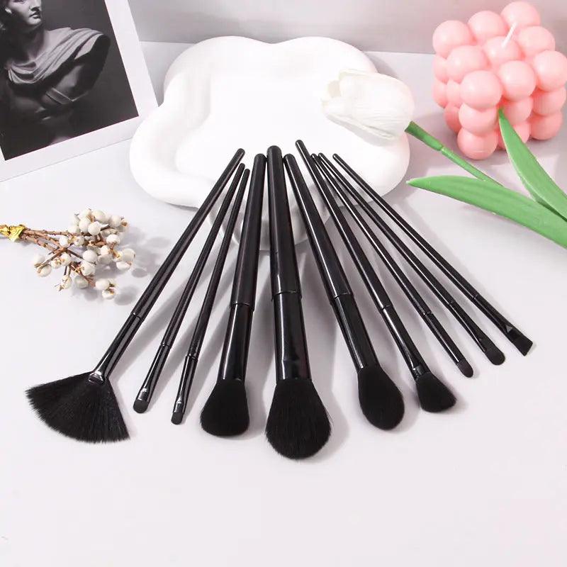 MMU032 entry - level 10 pcs Makeup Brushes Black Set - Mariam's Collection