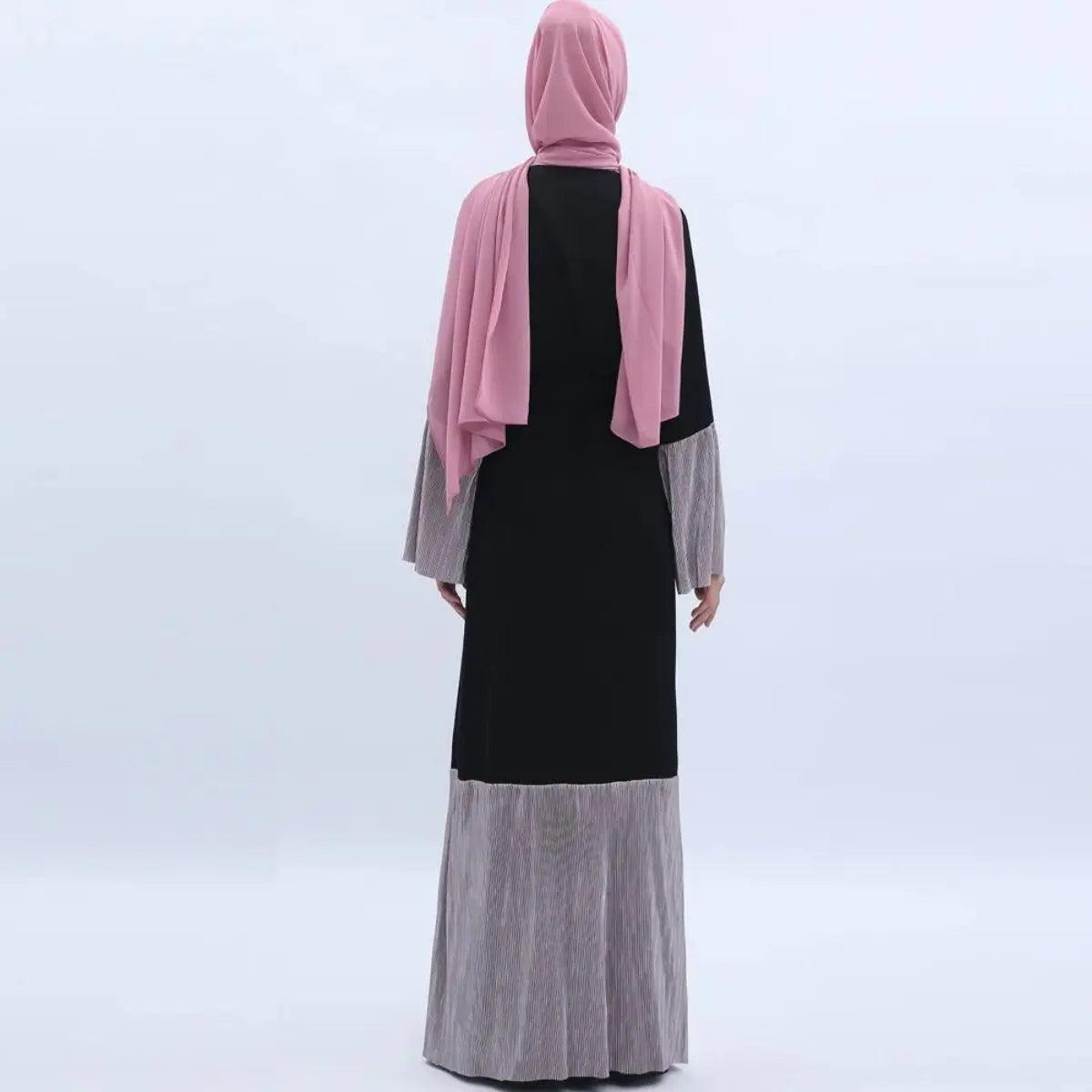 MO 001 Trumpet Sleeve Open Abaya With Pleated Design - Mariam's Collection