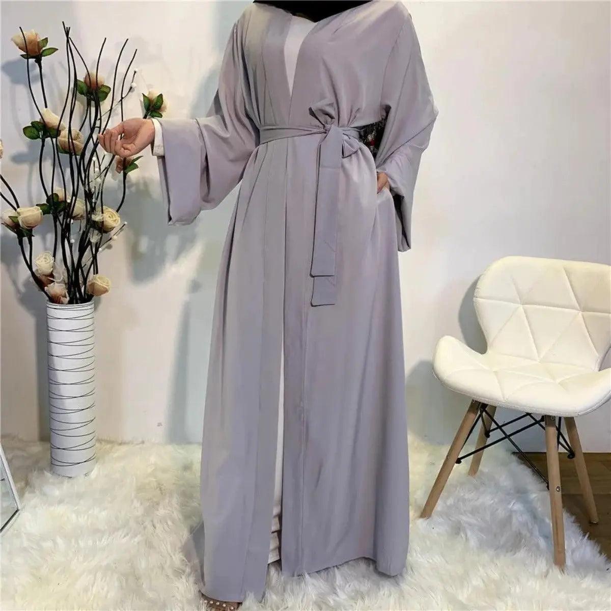 MOA005 Basic Plain Open Abaya With Pockets - Mariam's Collection