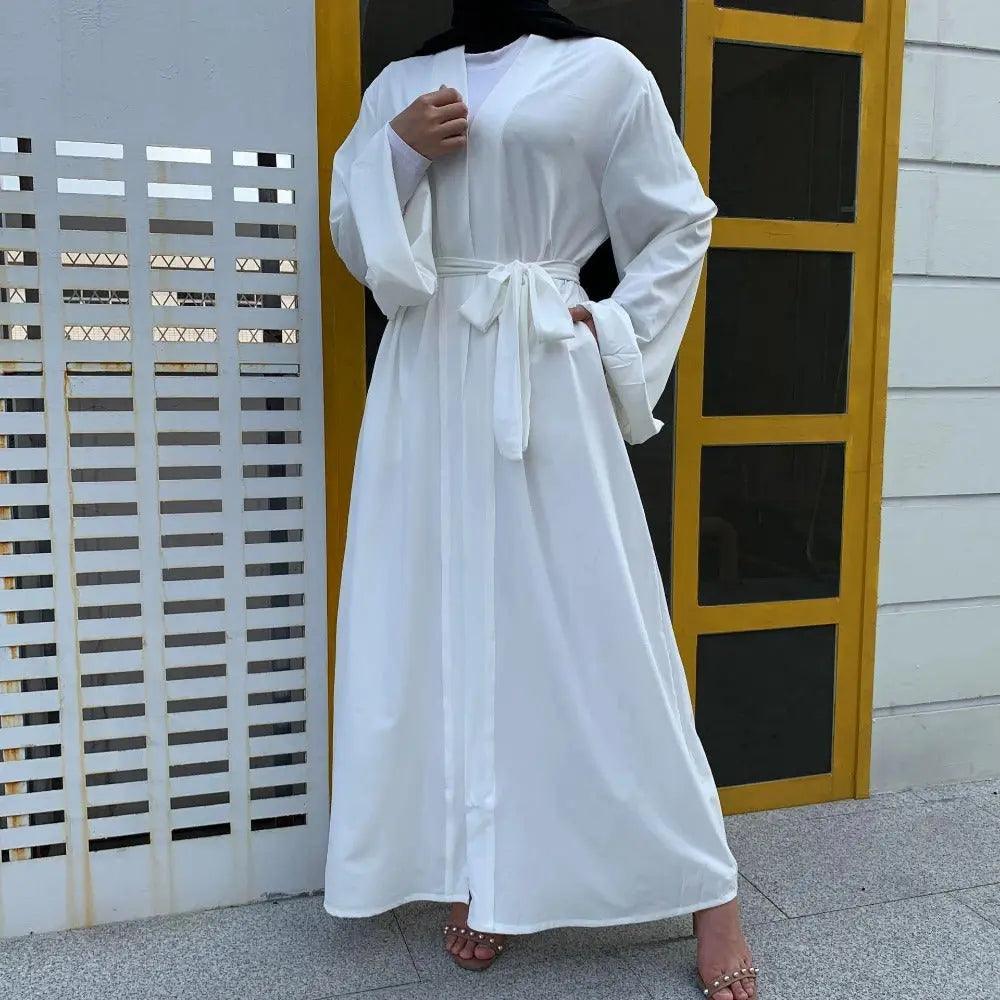 MOA005 Basic Plain Open Abaya With Pockets - Mariam's Collection